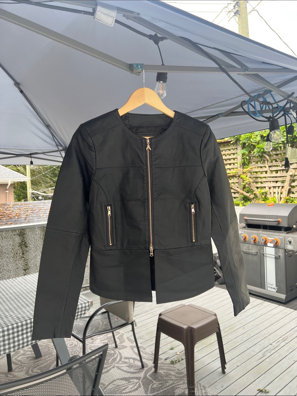 Black Women's leather Zip-Front Moto Jacket